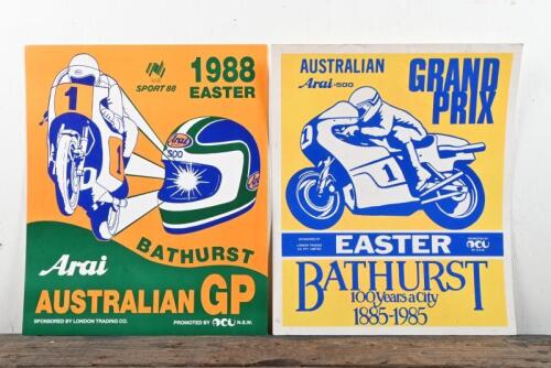 BATHURST: Two 1980s advertising posters for the Australian Grand Prix at Bathurst, 1985 and 1988, 43 x 36cm