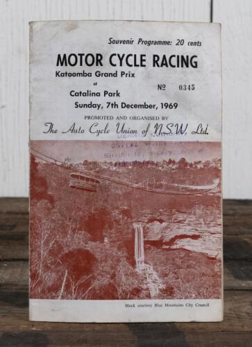 KATOOMBA GRAND PRIX: A 'MOTOR CYCLE RACING, Katoomba Grand Prix, Sunday, 7th December, 1969' Souvenir Programme, 35 pages; stamped to front cover and first page.