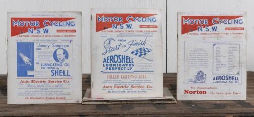 MOTOR CYCLING N.S.W: A small quantity of the chronicle 'MOTOR CYCLING IN N.S.W' magazine, year range of 1934 to 1940; two copies of Vol.1. No.4.