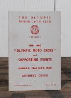 MOTO CROSS: A Sunday, 22nd May, 1960 "OLYMPIC MOTO CROSS" and SUPPORTING EVENTS, ARTHURS CREEK' programme, as presented by THE OLYMPIC MOTOR CYCLE CLUB.