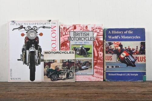 MOTORCYCLES: Four books detailing motor cycles including a 'A History of the World's Motorcycles' hardcover book by Richard Hough & LJK Setright.