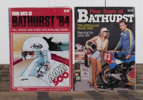PROGRAMMES: Two original programmes for the 1983 "Bathurst Australian Grand Prix" and the 1984 "Bathurst '84" motorcycle races held at Mt Panorama, Bathurst