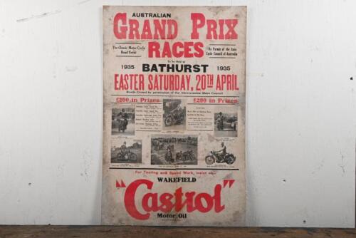 BATHURST: An advertising poster for the 1935 "Australian Grand Prix Races", date of printing unknown, 73 x 46cm