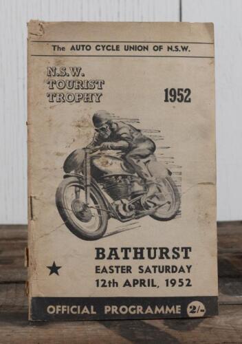 N.S.W. T.T: A 1952 'N.S.W. TOURIST TROPHY, BATHURST EASTER SATURDAY, 12th APRIL' OFFICIAL PROGRAMME, 29 pages.