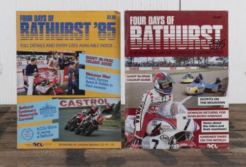PROGRAMME: Two original programmes for the 1985 "Bathurst '85" and the 1986 "Bathurst '86" motorcycle race held at Mt Panorama, Bathurst