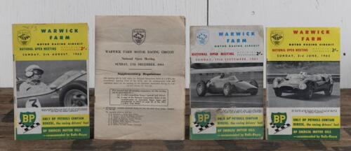 PROGRAMMES: Three original programmes for Warwick Farm Motor Racing Circuit, September 1961, and June and August , January and August 1962, together with supplementary regulations December 1961