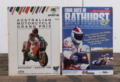 PROGRAMME: Two original programmes for the 1987 "Bathurst '87" and the 1988 "Australian Motorcycle Grand Prix" motorcycle races held at Mt Panorama, Bathurst