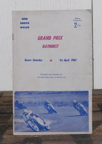 PROGRAMME: An original official programme for the 1961 "Grand Prix Bathurst" motorcycle race held at Mt Panorama, Bathurst