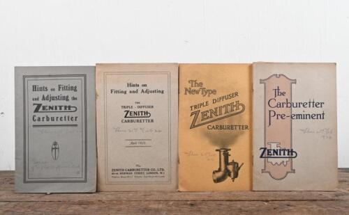 ZENITH CARBURETTOR: Four 1920s Zenith Carburettor booklets predominantly concerned with fitting and adjusting procedures.