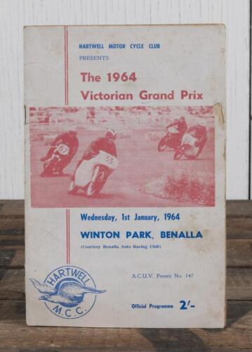 VICTORIAN GRAND PRIX: A 1964 'Victorin Grand Prix', Winton Park, Benalla Official Programme, 24 pages; programme with pen writing.