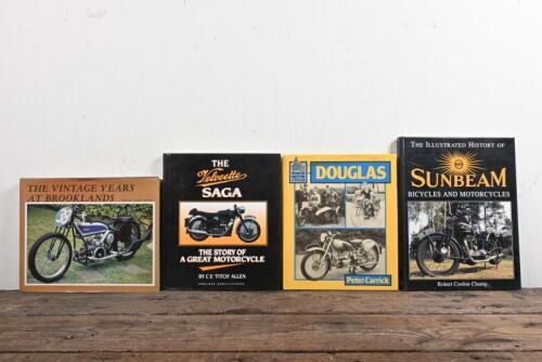 BRITISH MOTORCYCLES: Four hardcover books covering British motorcycles including Douglas, Sunbeam, Velocette; all hardcover.