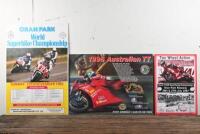 POSTERS: Three circa 1980/90s advertising posters, including "Oran Park World Superbike Championship", each laid down on heavy gauge card stock, largest 65 x 45cm
