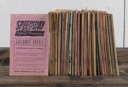 SPEEDWAY: A quantity of 'SPEEDWAY NEWS and Official Programme' from Sydney Showground - 'SPEEDWAY ROYALE' - year range of 1965 - 1970.