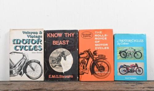 MOTOR CYCLES: A groupo of four hardcover books detailing motor cycles, including Brough Superior and Vincent books.