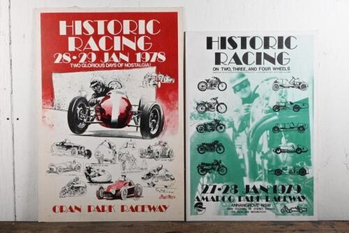 HISTORIC RACING: Two 1970s posters for "Historic Racing" at Amaroo Park Raceway 1979 and Oran Park 1978, both laid down on heavy gauge card stock, largest 73 x 50cm