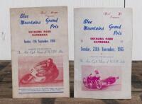 BLUE MOUNTAINS GRAND PRIX: Two Blue Mountains Grand Prix, CATALINA PARK KATOOMBA, Official Programmes, one programme from November 1965, other from September 1966; both with period pen writing.