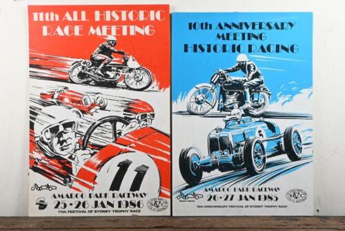 AMAROO PARK: Two 1980s posters for "Historic Racing" at Amaroo Park Raceway, 1985 and 1986, both laid down on heavy gauge card stock, largest 65 x 43cm