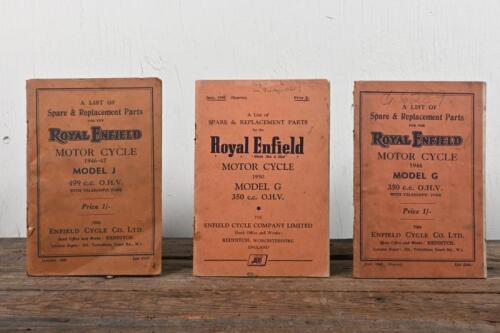 ROYAL ENFIELD: Three 1940's/1950's Royal Enfield MODEL G and MODEL J O.H.V. Spare Parts booklets.