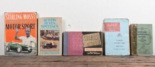 ENGLISH CARS/RACING: Five books/manuals detailing English cars and racing, including a 1964 ROVER 3 Litre Mark II OWNER'S INSTRUCTION MANUAL, SALOON AND COUPE (Publication No. TO/339A).
