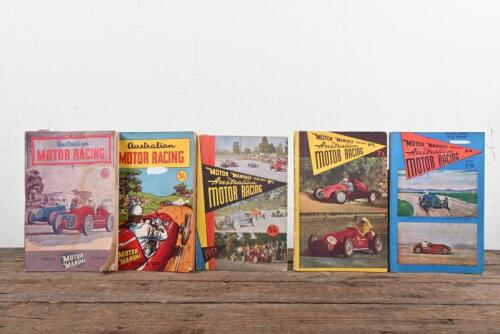 MOTOR MANUAL'S: A small collection of 'MOTOR MANUAL Australian MOTOR RACING YEAR BOOK', numbers 1 - 5, years 1950-51 to 1955.