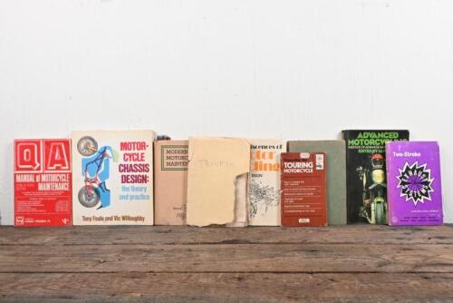 MOTORCYCLING MAINTENANCE/STORIES: A group of books detailing motor cycle maintenance, design and stories.