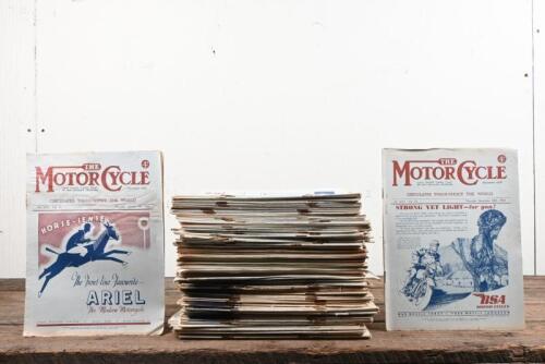 MOTOR CYCLE: Motor Cycle Magazine including years 1944 Vol 72/73, ranging from No. 2126-2177, approx. forty-seven magazines, year 1945 Vol 74/75, ranging from No. 2178-2229, approx. fifty magazines, and year 1946 Vol 76/77, ranging from No. 2230-2278, app