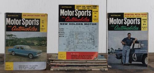 CAR MAGAZINES: An assortment of early car magazines, predominantly from the 1960s, including titles 'AUSTRALIAN Motor Sports AND Automobiles', 'SPORTS CAR WORLD', 'RACING CAR NEWS'.