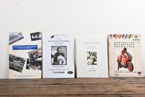 AUSTRALIAN GRAND PRIX: A group of four items related to Australian motor cycle racing including 1988 'AUSTRALIAN MOTORCYCLE GRAND PRIX, BATHURST - EASTER 1988' Official Programme, 2006 'Barry Sheene Memorial Race Meeting, Eastern Creek Raceway' Official P