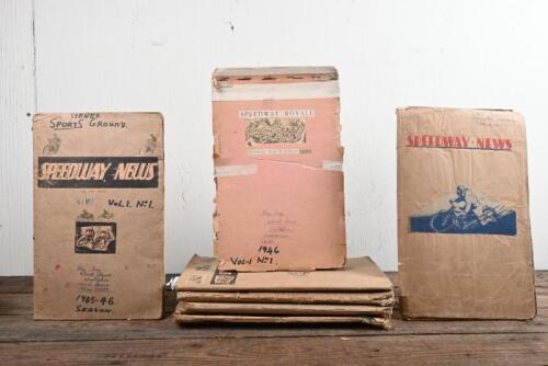 SPEEDWAY: A collection of SPEEDWAY scrapbooks, predominantly with 1940's newspaper clippings detailing SPEEDWAY events and results.