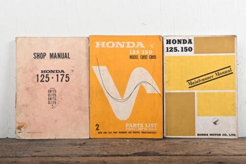 HONDA: Three motorcycle manuals for Honda 125, 150, 175 each covering various models.