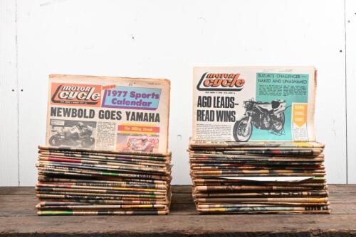 MOTOR CYCLE PAPER: A collection of Motor Cycle newspapers from 1974 and 1977