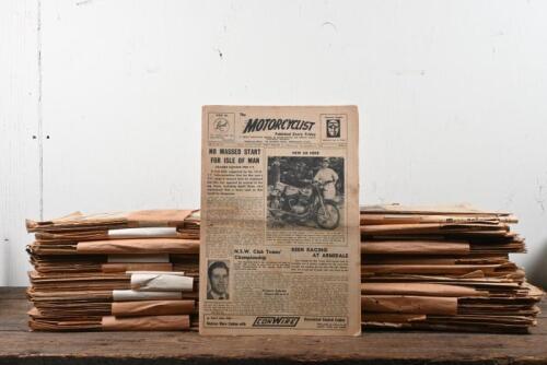 NSW MOTORCYCLIST: A large collection of NSW Motorcyclist newspapers from 1951-1960, including the first edition, in various states of completeness