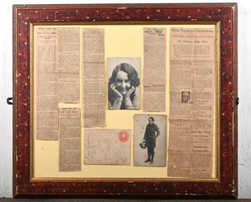 FAY TAYLOR: A collection of framed ephemera relating to Fay Taylor, framed and glazed, 51 x 59cm overall