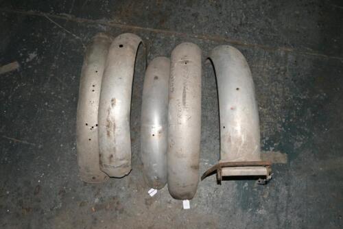 GUARDS: Six various aluminium mud guards, likely Vincent