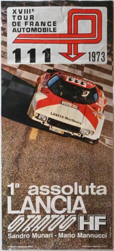 LANCIA: An advertising poster for the 18th Tour De France Automobile 1973, 75 x 34cm