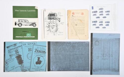 LITRATURE: A collection of mixed Lancia literature, including a partial original Lambda handbook