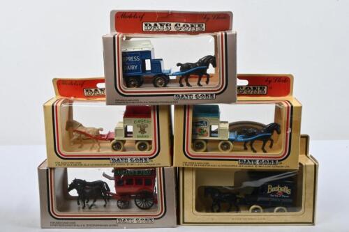 HORSE & CART: A collection of Lledo&nbsp;'DAYS GONE' 1:43 scale horse & cart models. Each with different liveries including 'Bushells',&nbsp;'CELTIC DAIRIES', 'LIPTON'S TEAS'