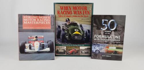 MOTOR RACING: Three hardcover books detailing F1 stories.