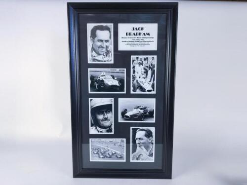 JACK BRABHAM: A framed and signed collage of Jack Brabham.