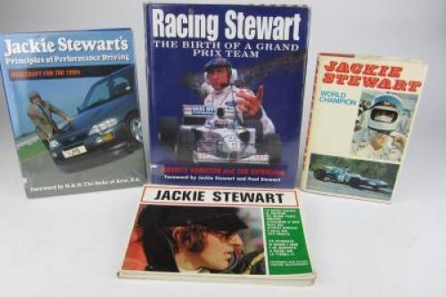 JACKIE STEWART: Four Jackie Stewart related books (two signed Stewart)