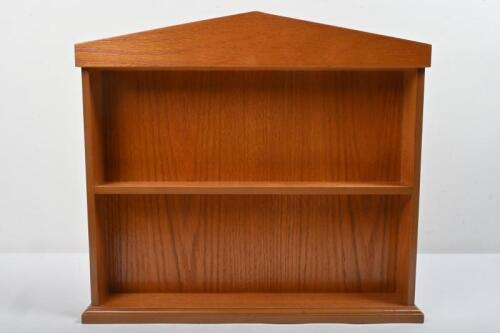 DISPLAY SHELF: A timber display shelf with two shelves