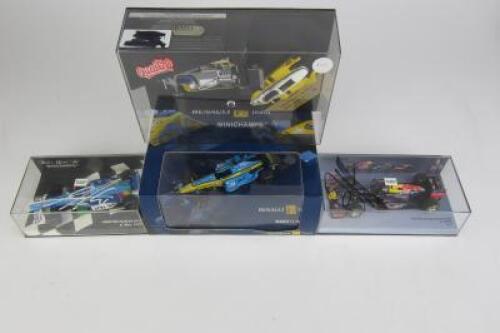 RENAULT/BENETTON: Four 1:43 scale Renault/Benetton F1 models (2 drivers signatures)