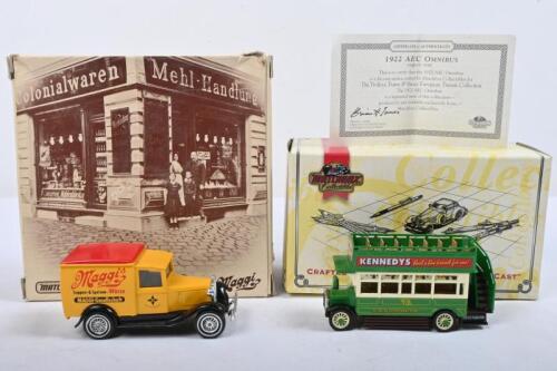 MATCHBOX: Two&nbsp;Matchbox MODELS OF YESTERYEAR. Special Edition Y22 FORD VAN MODEL A 1930 in 'Maggi's' livery & YET05-M&nbsp;1922 AEC OMNIBUS in 'KENNEDY'S' and associated livery
