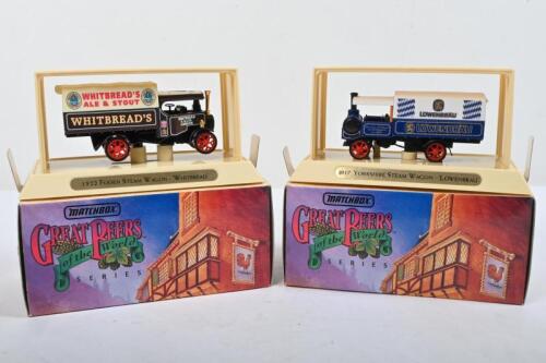 MATCHBOX: Two&nbsp;Matchbox MODELS OF YESTERYEAR, 'GREAT BEERS of the World' series models. YGB11 1922 FODEN STEAM WAGON in brown with&nbsp;'WHITBREAD'S' livery & YGB12&nbsp;1917 YORKSHIRE STEAM WAGON&nbsp;in 'LOWENBRAU' livery