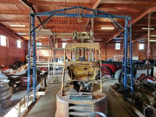 GANTRY: A large tubular steel gantry on casters