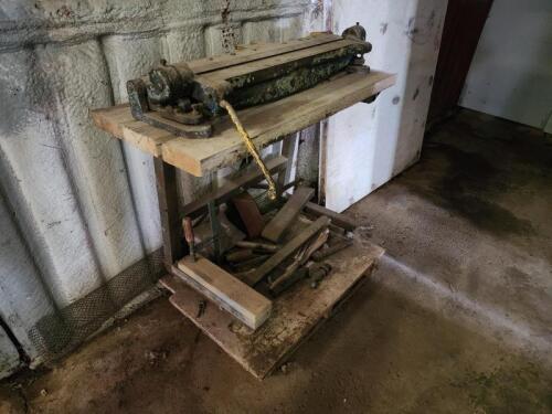 SHEET METAL FOLDER: A Model 57H Sheetmetal folder mounted to bench