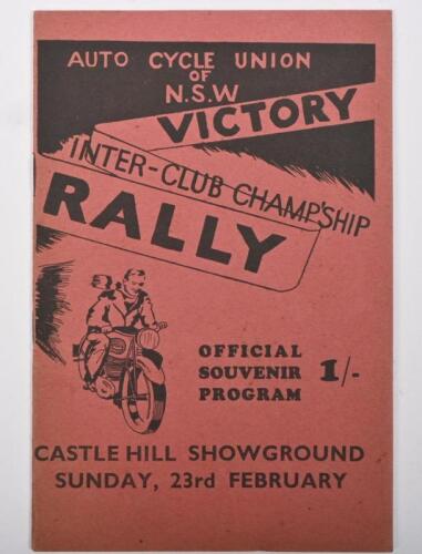 CASTLE HILL: An original 1947 INTER-CLUB CHAMPIONSHIP 'VICTORY RALLY', Castle Hill Showground Official Souvenir Programme