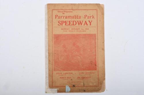 PARRAMATTA PARK SPEEDWAY: An original MONDAY, JANUARY 1st, 1934 'Parramatta Park SPEEDWAY' Official Programme
