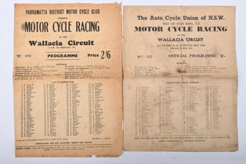 WALLACIA CIRCUIT: Two original 1951 Wallacia Circuit Motor Cycle Racing Programmes. Isle of Man Reps. T.T. Programme