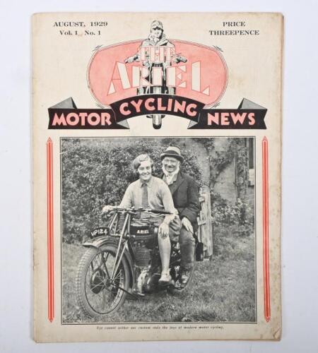 THE ARIEL: A&nbsp; AUGUST 1929 Vol.1, No.1 issue of 'THE ARIEL MOTOR CYCLING NEWS' magazine